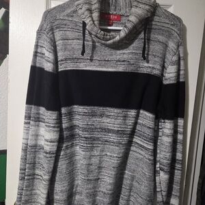 GUESS Men's Striped Turtleneck Sweater in Gray and Black